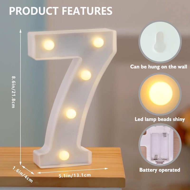 SKYPHAROS LED Marquee Numbers, 0-9 Light Up Letters, Battery Powered LED Letter Lights for Birthday Party, Christmas Night, Home, Bar, Graduation, Wedding Decoration(7) - Image 2